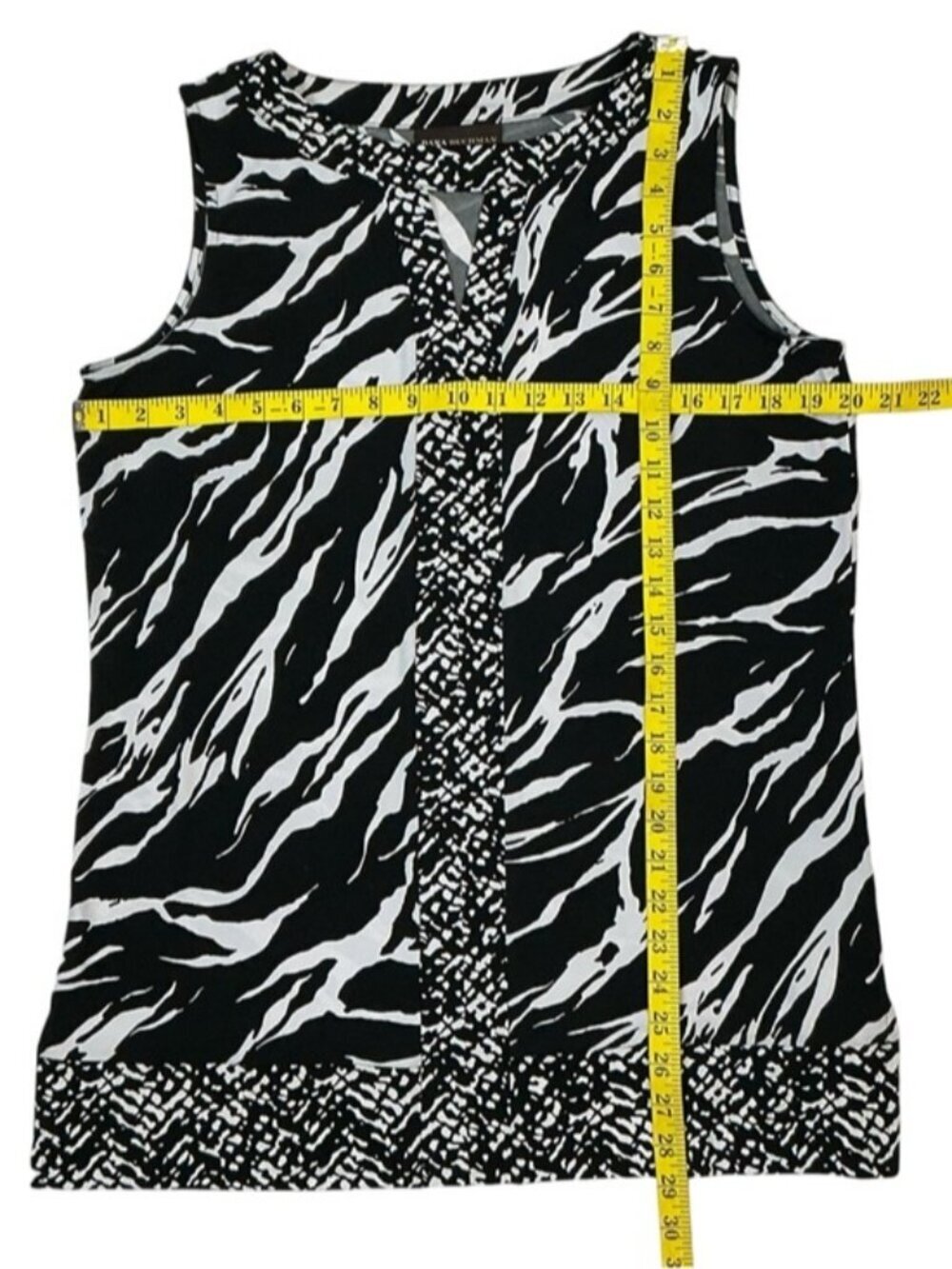 Zebra Animal Print Top Sleeveless Kehole Tunic Tank Blouse Black White Large - Picture 5 of 16
